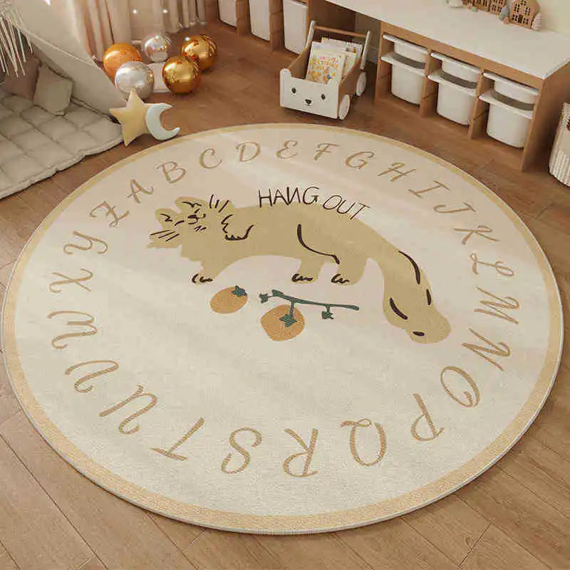 tapis rond alphabet ours enfant floral géométrique polypropylène extérieur salon chambre bébéDecoration festive
