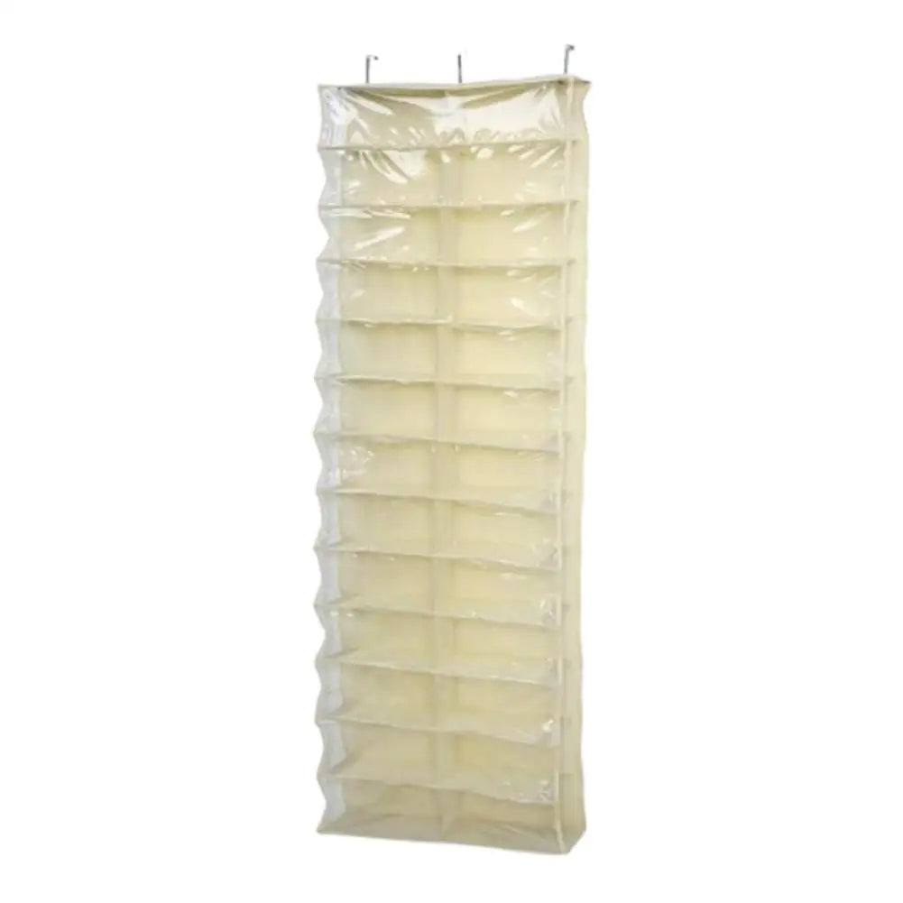 sac rangement suspendu transparent moderne 12 compartiments noir beige clair