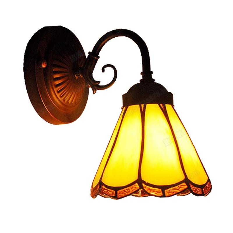 lampe murale art déco verre teinté motifs géométriques noir jaune orange fixée vis éclairage
