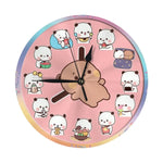 horloge murale panda mignonne horaire quartz pvc rose clair cartoon chambre enfants decoration ornement