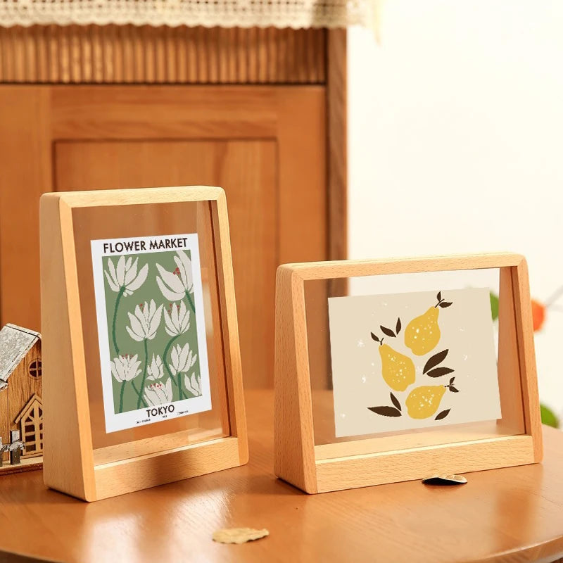 cadre photo moderne minimaliste bois clair imprimé graphique verre transparent maison 6pouces 7pouces