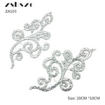 accessoires baroques élégants appliques décoratives argentées dentelles strass polyester écologiques solubles eau floral ornements