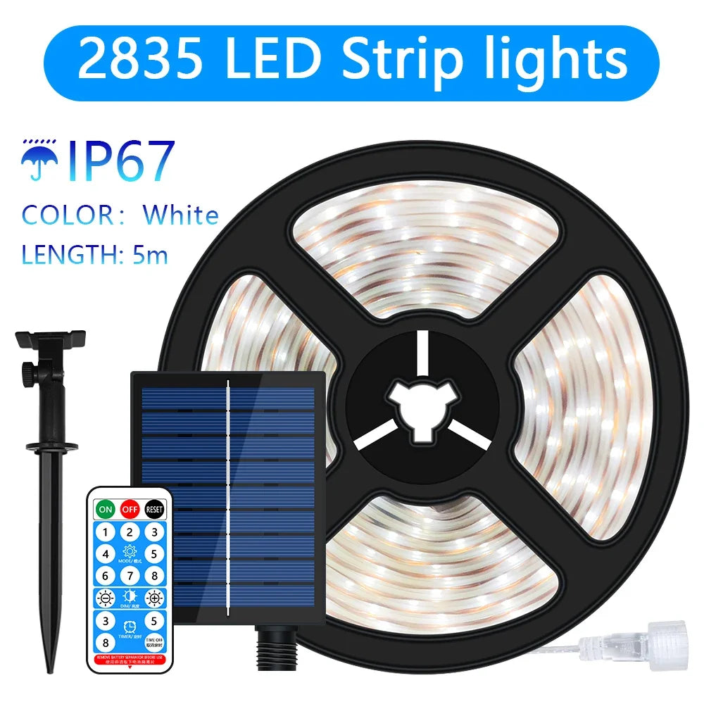 ruban led solaire 5m 10m multicolore blanc moderne dégradé extérieur ip67