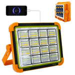 lampe solaire portable orange moderne étanche ip66 poignée articulée panneau solaire usb