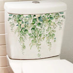 cache wc blanc fleurs feuilles papillons adhésif décoration murale moderne naturel stickers