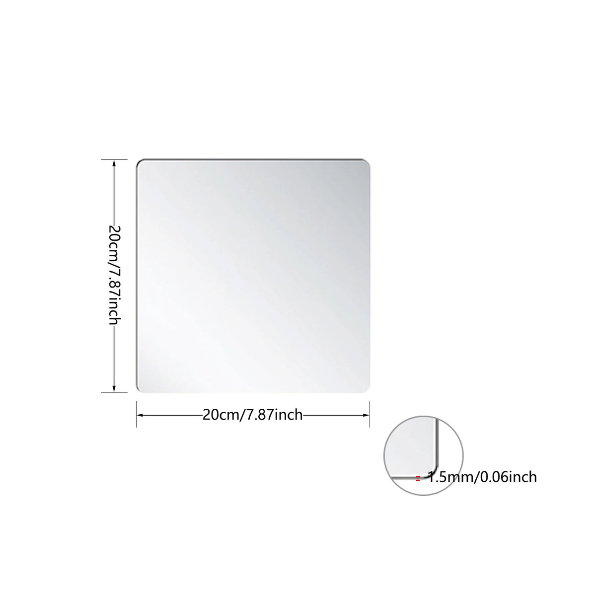 miroirs acrylique carrés transparents moderne adhésifs papier protecteur 10x10cm 15x15cm 20x20cm 30x30cm 40x40cm
