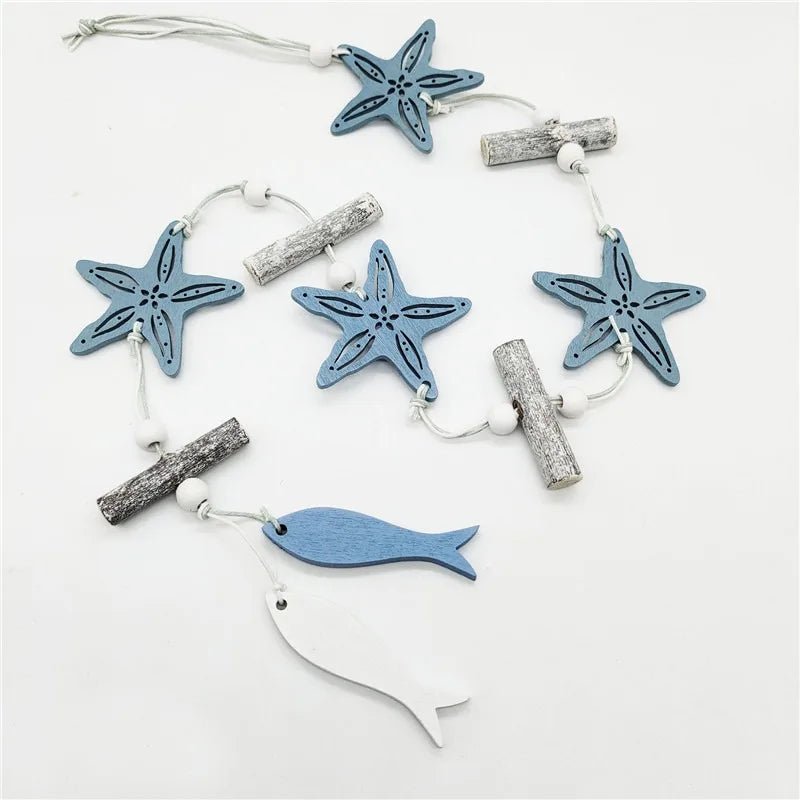 Décoration murale filet pêche semi transparent marine rustique étoiles mer coquillages