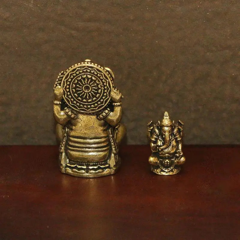 figurines ganesha bronze doré relief floral traditionnel hindou petites décorations maison