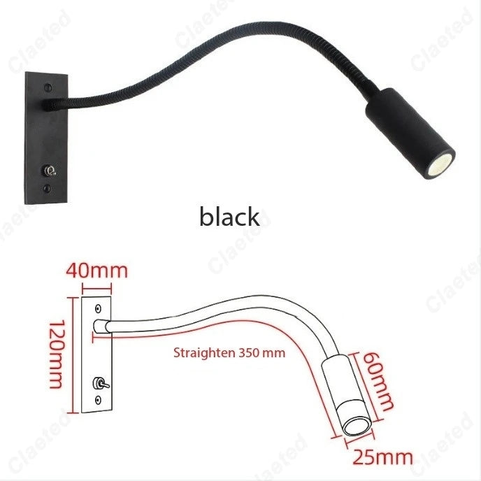 lampe chevet flexible moderne noir gris métallique angle réglable chambre étude entrée