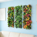 décoration murale plante artificielle feuilles fleurs moderne verte jaune rouge blancintérieur