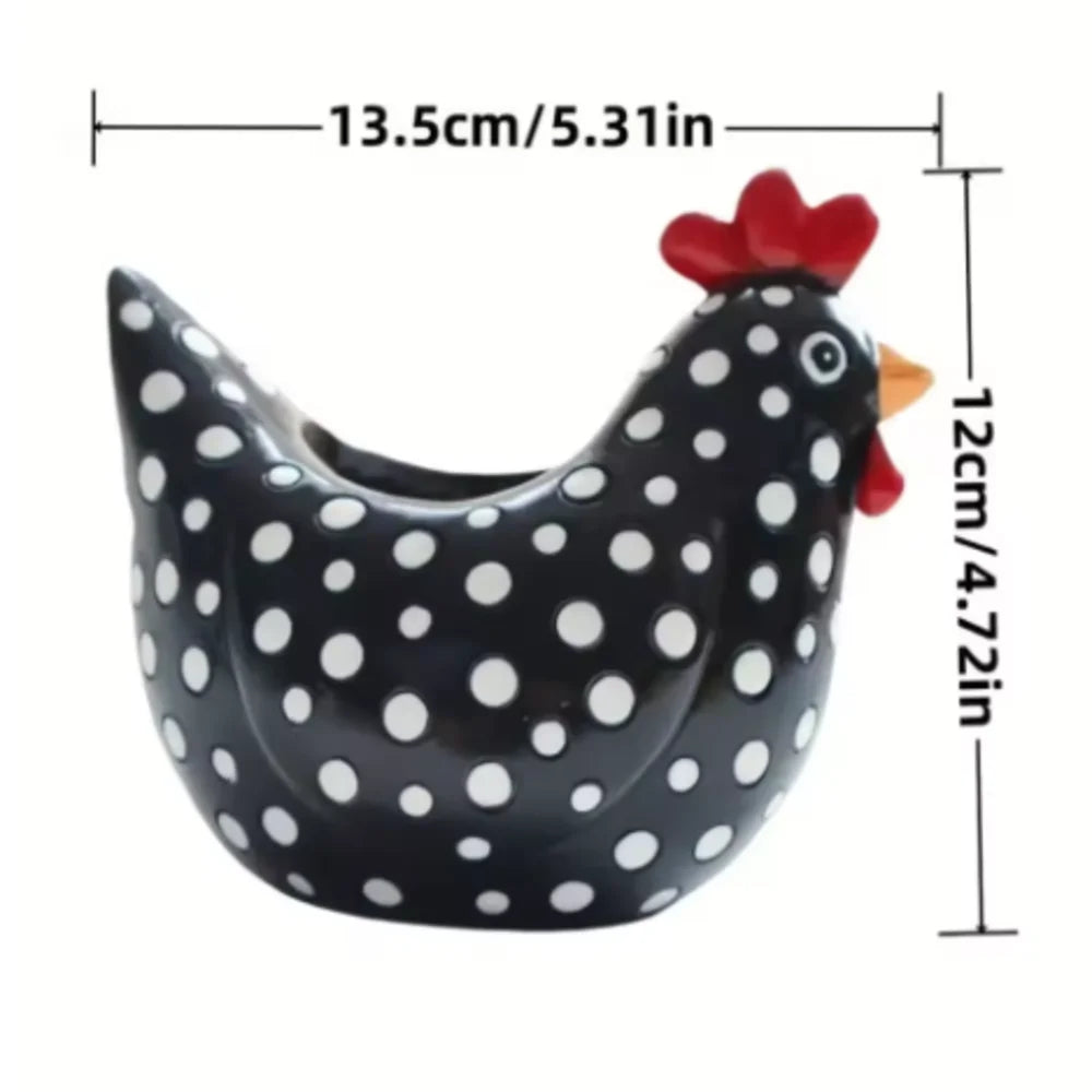 pots fleurs forme poule motifs pois noirs succulentes géraniums lavande rustiqueextérieur jardin