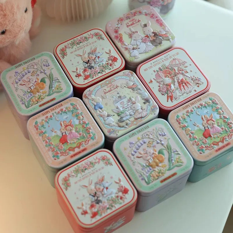 boîtes métalliques réutilisables boîtes bonbons vintage illustrées animaux motifs floraux opaques mignonnes