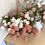 décoration intérieure bouquet dandelions artificiels 50cm couleurs automnales vase céramique blanc