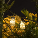 lampe solaire bocal transparent filament doré guirlande led décoration extérieure patio jardin