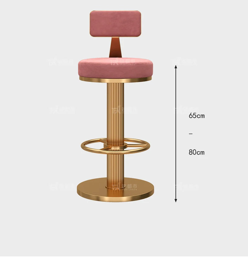 tabourets bar velours bleu marine gris rose contemporains assise dorée pieds métal adjustable