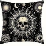 taies d'oreiller gothiques crânes étoiles noires blanches maison lit 45x45cm polyester peachskin