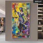 tableau abstrait moderne multicolore peinture toile sans cadre décoration salon mur vertical
