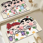 tapis bain absorbant eau rapide sec cartoon personnages shin chan géométrique bulles antidérapant