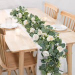 guirlande florale artificielle vertes feuilles blanches fleurs mariage romantique anniversaire baby showerintérieur