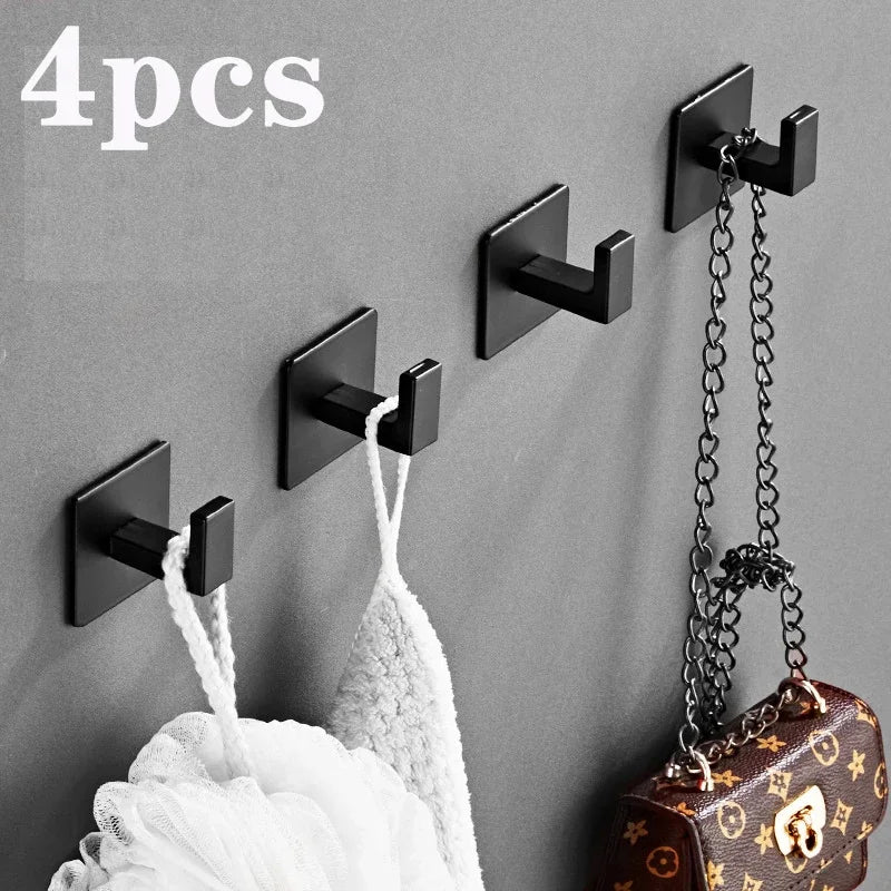 porte serviettes adhésifs modernes noir mat crochets alliage aluminium minimaliste salle bain cuisine