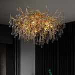 lustre moderne élégant doré branches stylisées pendantes lumière chaude lumière blanche 100cm 60cm 80cm