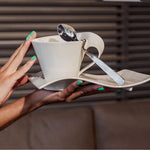 tasse blanc porcelaine moderne respectueux environnement 130ml 200ml 300ml 90ml cuillère dorée gâteau