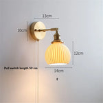 lampe murale moderne or blanc rayures minimaliste japonais interrupteur tirer ampoule led vis fixations