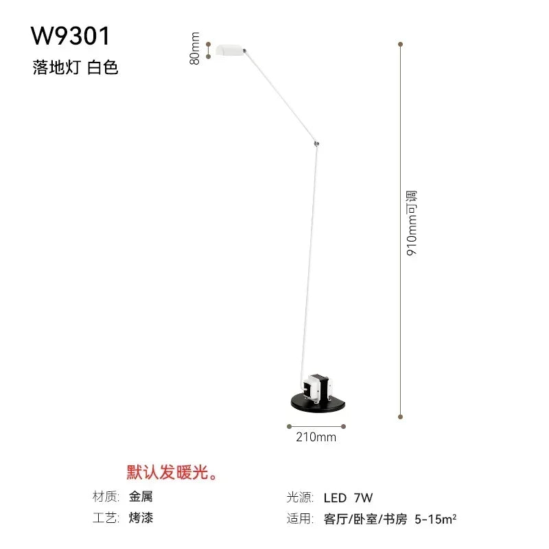 lampe sol moderne noire led base stable éclairage 10 15m² interrupteur bouton fer qualité