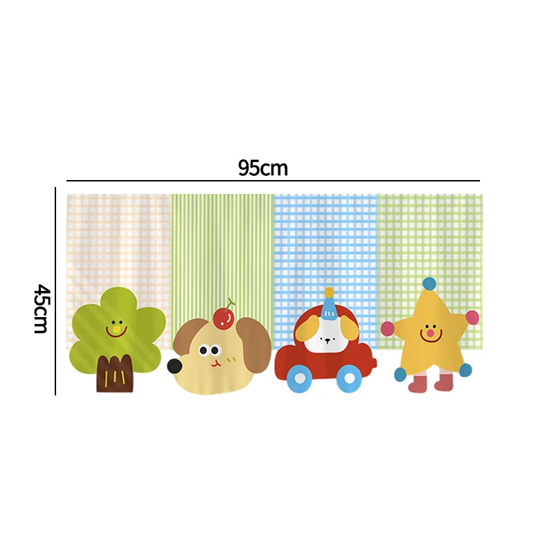 bannière décoration porte fenêtre motif carreaux fruits animaux kawaii enfant 95x45cm