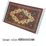 tapis persan ornements floraux rouge beige bleu doré traditionnel grande taille