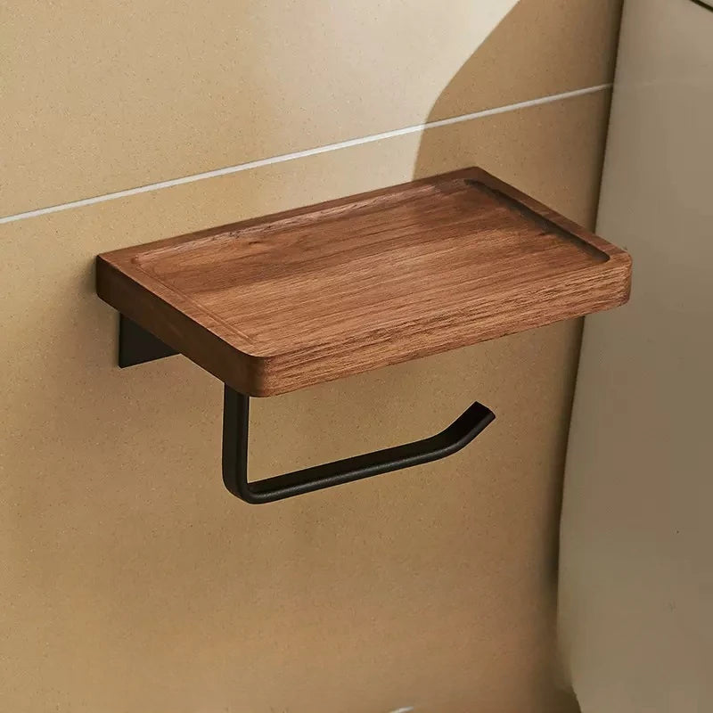 étagères porte serviettes bois moderne vis fixations salle bain minimaliste porte brosse gobelet savon