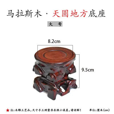 support bois sculpté statue bouddha vase décoration intérieure rustique marron foncé artisanal