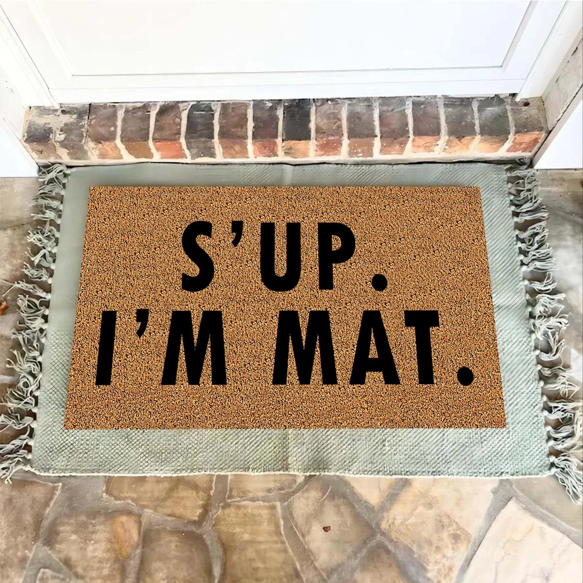 tapis d'entrée imperméable anti dérapant moderne marron clair texture naturelle résistant rides extérieur indoor
