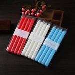 bougies unicolores classiques opaques vert clair rose blanc jaune violet bleu pack bougies générales