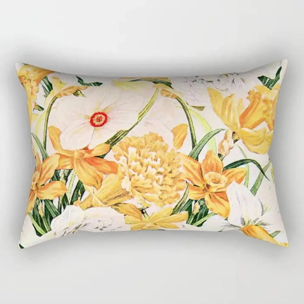 taies d'oreiller géométriques jaunes blanches modernes polyester 30x50cm minimaliste coussins rectangulaires motifs triangles losanges