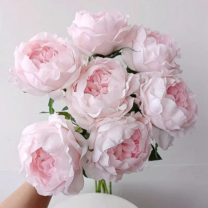 fleurs artificielles pivoine rose clair douces ondulées mariage anniversaire intérieur decoration