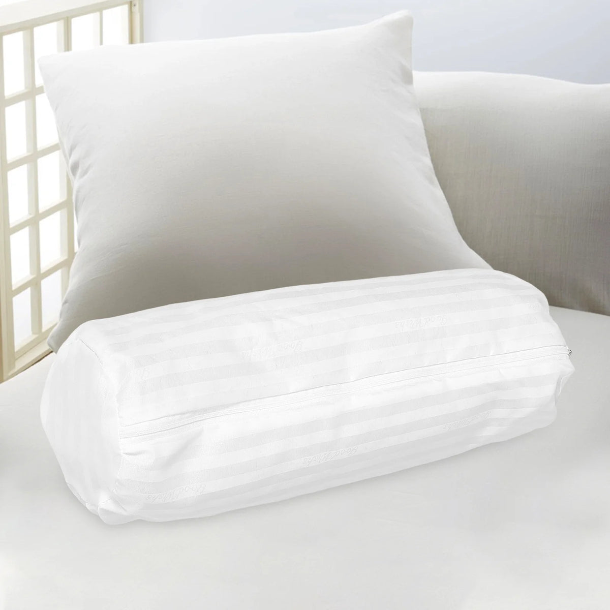 coussin rond gris quadrillé moderne couverture oreiller cou décontracté support couverture zippée 50x15cm