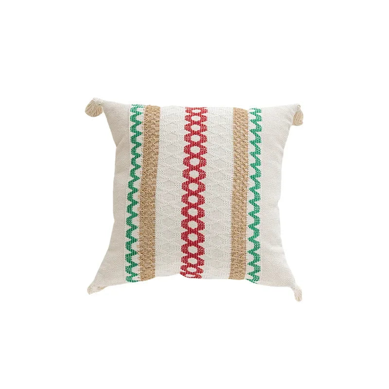 coussin patchwork géométrique rouge vert noël moderne décoration maison festive amovible lavable