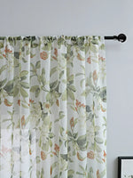rideau moderne fleuri blanc vert orange beige translucide maison polyester