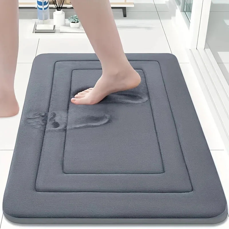 tapis bain doux moelleux gris moderne 40x60cm absorbant antidérapantintérieur maison