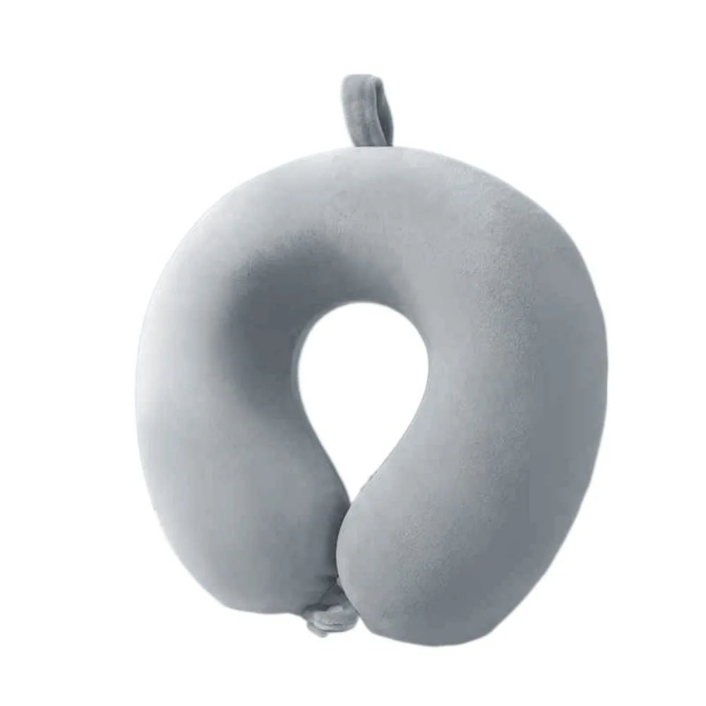 oreiller voyage bleu doux ergonomique coussin double face polyester coton rangement