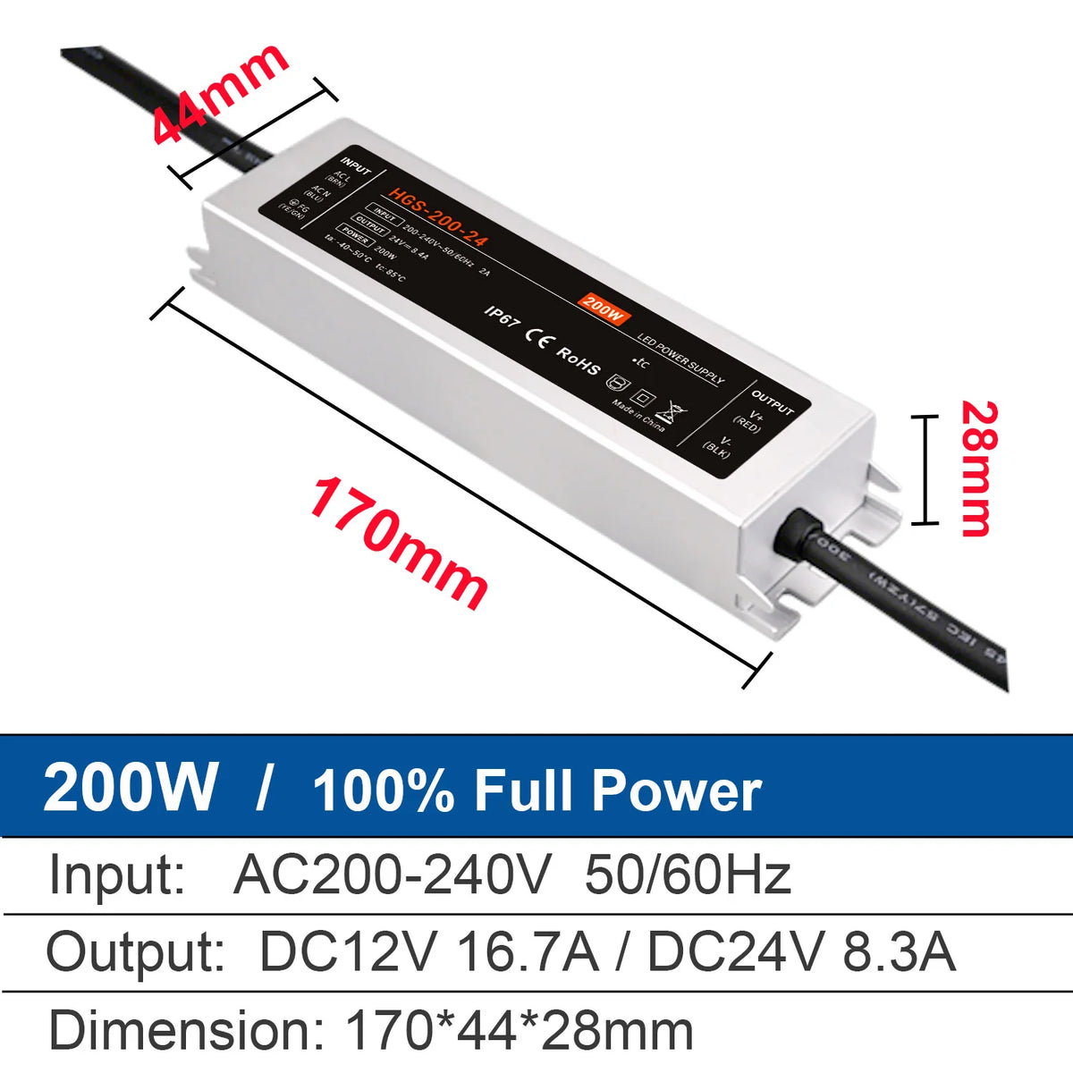 alimentation led 12v 24v 50w 100w 200w 300w 400w ip67 waterproof sans ventilateur moderne