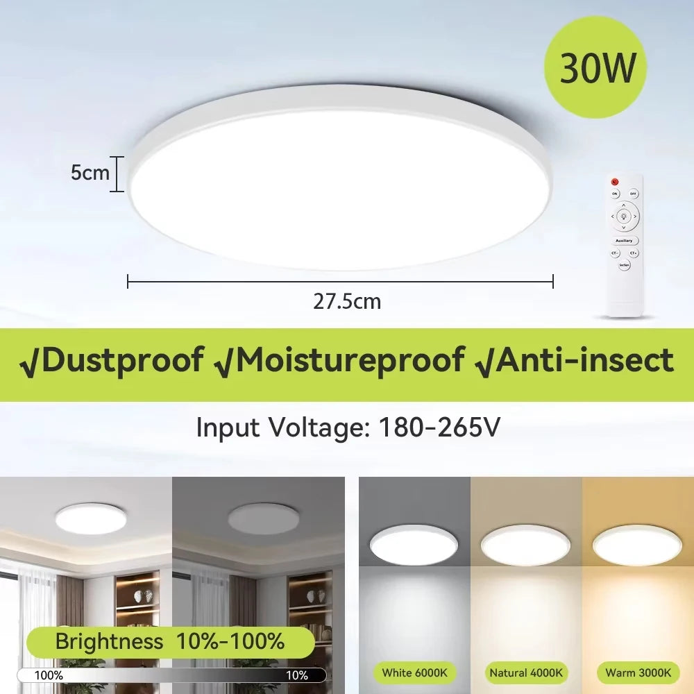 lampe led moderne blanc télécommande facile.surface mount 30w 40w 50w