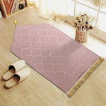 tapis prière polyester antidérapant motif géométrique gris vert noir moderne élégant franges doréesversible main