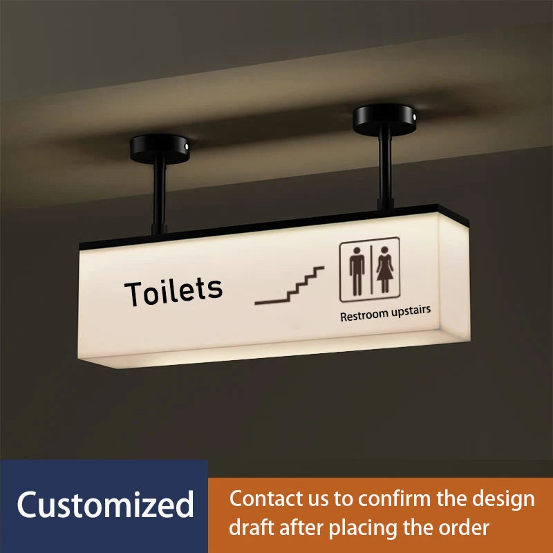 panneau indicateur lumineux led moderne toilets pictogrammes grunge beige noir minimaliste