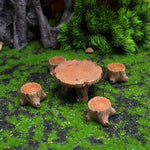 décoration maison miniature ensemble table tabourets marron aspect bois rustique champêtre féerique pièces