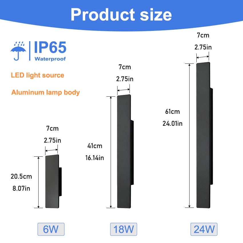 lumière led applique murale moderne étanche ip65 18w blanc noir adhésiveextérieur