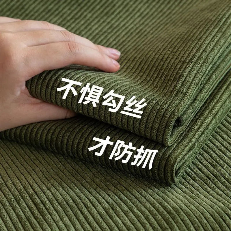tissu velours côtelé rayures vert olive marron vintage doux chaud polyester coudre maison bricolage