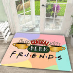 tapis d'entrée vert beige motif central perk tasses bienvenue moderne antidérapant résistantextérieurintérieur