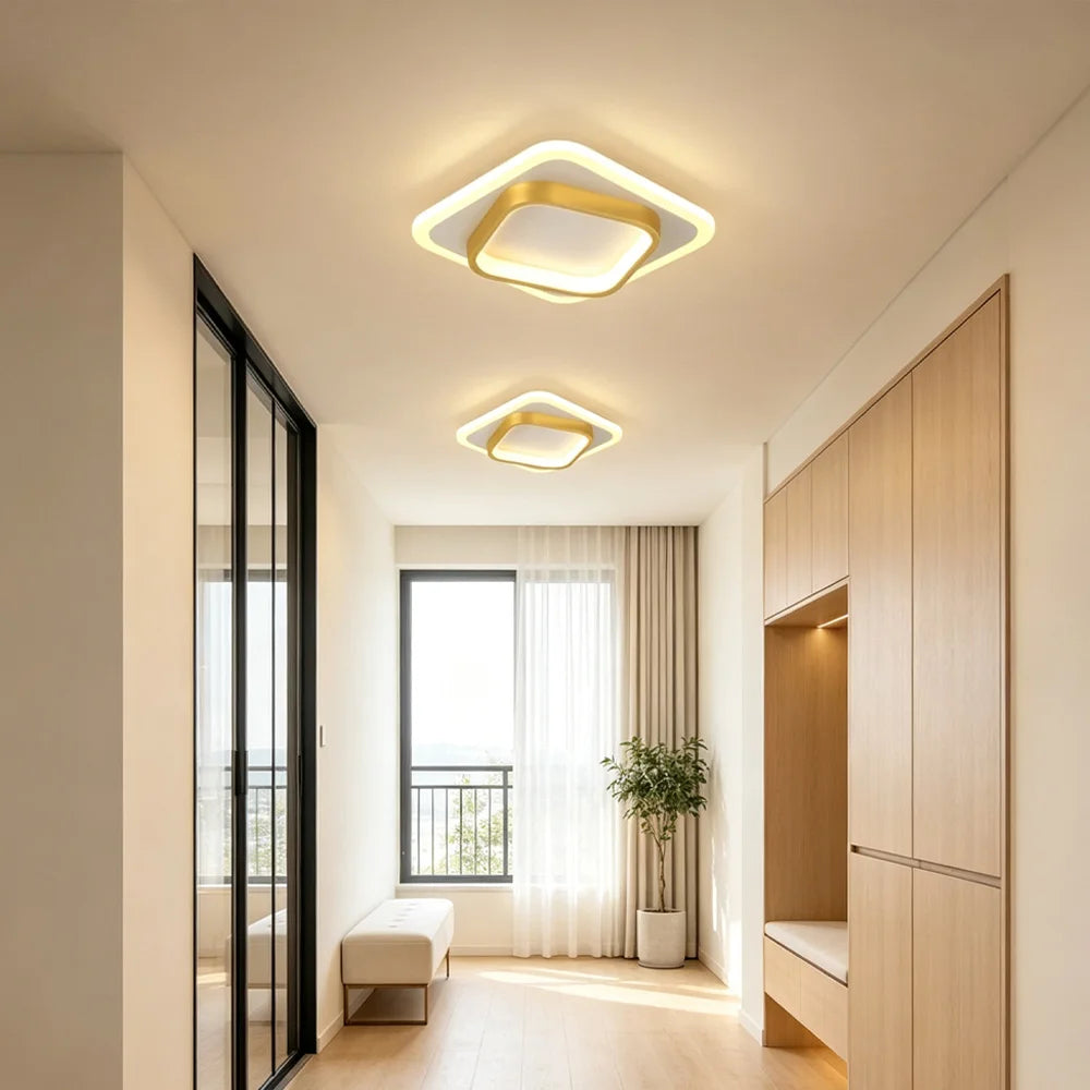 plafonnier led rond moderne doré blanc luminaire salon chambre couloir intérieur luxe
